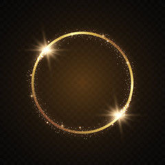 Wall Mural - abstract magical glowing golden banner.magic circle. merry christmas. round gold shiny frame with li