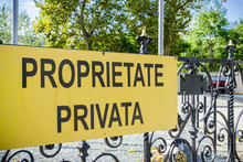 Private Property Sign In Bucharest, Romania