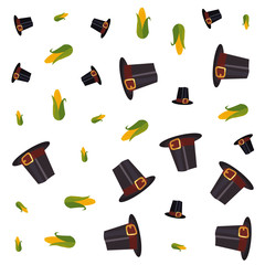 Wall Mural - thanksgiving hat and corn decoration background