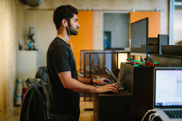 Various happenings at a technology company office