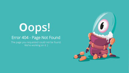 Poster - Error 404 page layout vector design. Website 404 page creative concept. The page you requested could not be found. Oops 404 error page. 
