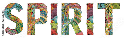 Fotomural Word SPIRIT. Vector zentangle object for decoration