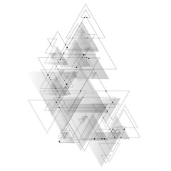 Poster - Abstract polygonal low poly vector background with gray triangles, connecting dots and lines. Connection structure.