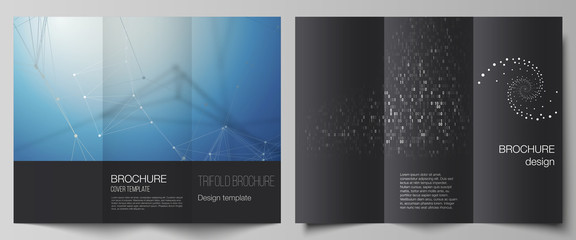 Wall Mural - The minimal vector illustration of editable layouts. Modern creative covers design templates for trifold brochure or flyer. Technology, science, future concept abstract futuristic backgrounds.