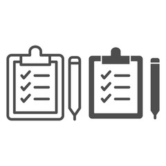 Poster - List and pen line and glyph icon. Clipboard with pen vector illustration isolated on white. Document outline style design, designed for web and app. Eps 10.