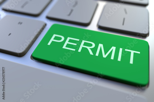 Fotografía PERMIT key on computer keyboard. 3D rendering