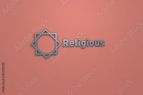 Fotografie, Obraz Text Religious with grey 3D illustration and red background