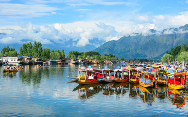 Landscape of Dal Lake in Srinagar, India