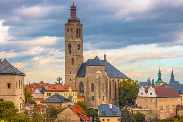 Wall Mural - Architecture and traffic in Kutna Hora , Czech Republic. Sedlec Ossuary Czech: Kostnice v Sedlci