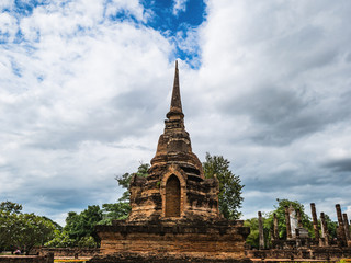 Ruin of Pagoda or stupa in sukhothai historical park