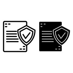 Poster - Approved document line and glyph icon. List with shield vector illustration isolated on white. Agreement paper outline style design, designed for web and app. Eps 10.