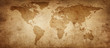 Old map of the world on a old parchment background. Vintage style. Elements of this Image Furnished by NASA.