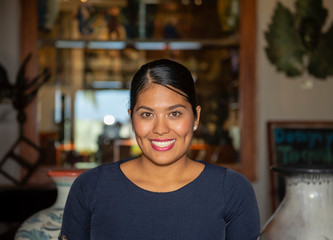 Happy, Smiling, Friendly & Beautiful Mexican Woman Working in a Resort Hotel in Punta de Mita, Nayarit, Mexico