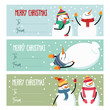 Cute flat design Christmas labels collection with snowman isolated on white backhround