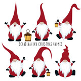 Fototapeta Dinusie - Christmas gnomes collection isolated on white background