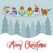 Christmas card with birds