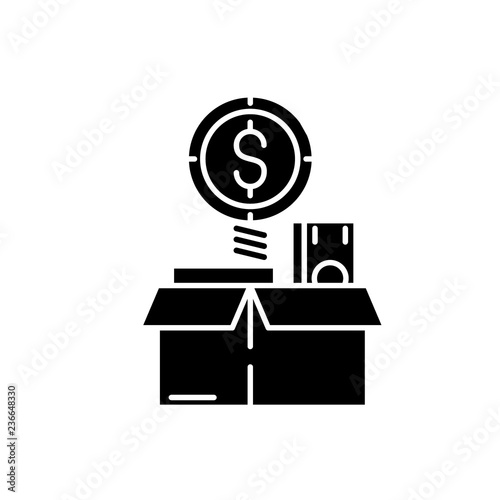 Fotografía Financial wealth black icon, concept vector sign on isolated background