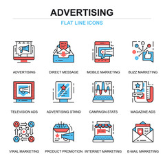 Poster - flat line promo and advertising icons concepts set for website and mobile site and apps. marketing m
