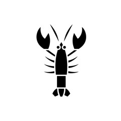 Crayfish black icon, concept vector sign on isolated background. Crayfish illustration, symbol