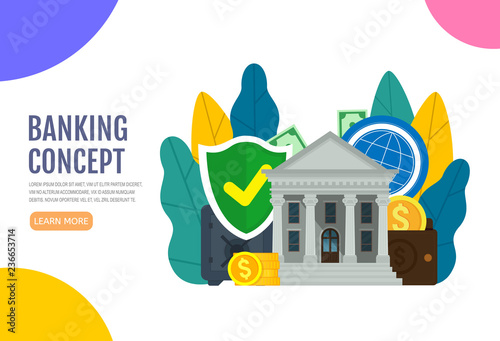 Business Web Banner Banking Concept Protection Finance Bank
