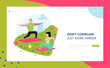 Yoga in park landing page template. Outdoor workout active people characters meditating, doing yoga for website or web page. Easy edit. Vector illustration