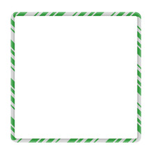 Candy Cane Frame Border Square Shape. Vector Christmas Design Isolated On White Background
