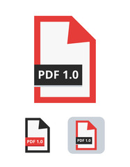 Aufkleber - Pdf file version 1.0 flat vector icon. First PDF format. Symbol of portable document file for web and print isolated on a white background.
