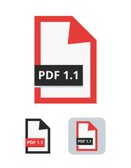 Aufkleber - Pdf file version 1.1 flat vector icon. Second PDF format. Symbol of portable document file for web and print isolated on a white background.