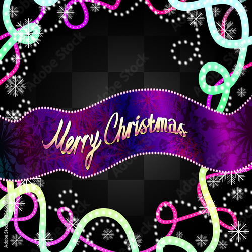 Fotografie, Obraz Multicolors garlands and ribbon Merry Christmas. Vector objects.