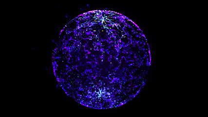 Poster - Abstract sphere in outer space. Futuristic globalization interface. Digital spherical hologram. 3d rendering.