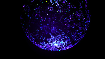 Poster - Abstract sphere in outer space. Futuristic globalization interface. Digital spherical hologram. 3d rendering.