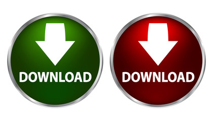 Aufkleber - Two download button illustration with down arrow icon isolated. Load symbol – stock vector