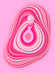 Poster - Pink colored sliced shape. Computer generated abstract geometric 3D render illustration