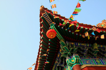 Wall Mural - Chinese temples and color cloth