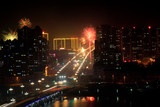 Fototapeta Boho - fireworks on New Year's eve in the city