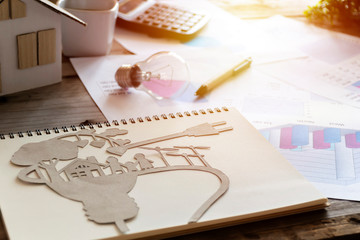 Wall Mural - Energy concept, Paper cut of eco on notebooks.