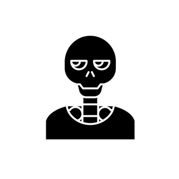 Skeleton black icon, concept vector sign on isolated background. Skeleton illustration, symbol