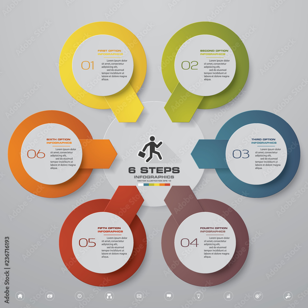 6 steps infographics element template chart for presentation. Stock ...