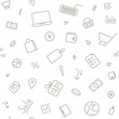 © radovlad - Seamless pattern shopping sale. Thin line icons on white background.