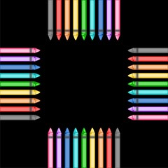 Sticker - Crayons icon or logo on dark background 