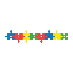 Poster - Vector icon concept of eight pieces planning jigsaw puzzle pieces connected