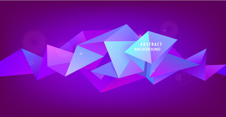Fototapete - Vector abstract geometric 3d facet shape, horizontal banner, background, wallpaper.