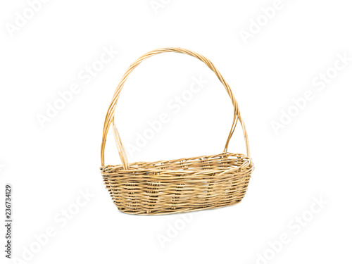Fotografía Empty wicker basket isolated on white background
