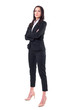 © sharplaninac - Successful confident elegant female business manager in black suit with crossed arms looking at camera. Full body isolated on white background.