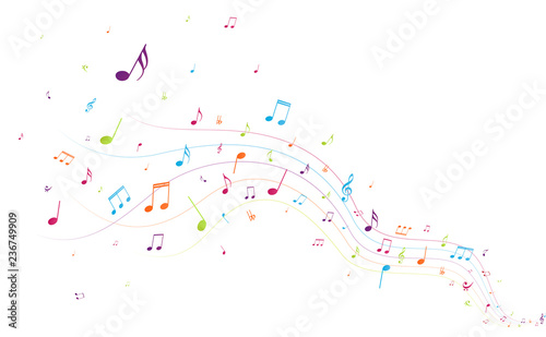 Cuadros en Lienzo Colorful music notes background
