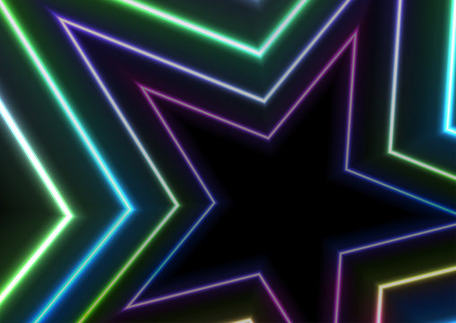 Colorful neon glowing stars abstract background