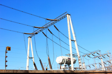 Wall Mural - Electric power equipment in a substation