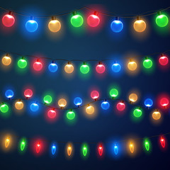 Wall Mural - christmas lights. colorful xmas garland.