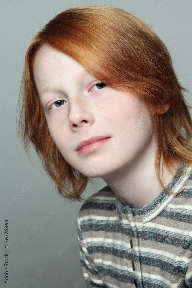 Portrait of handsome redhead teen boy with freckles Stock Photo | Adobe ...