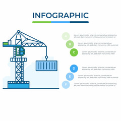 Poster - Business infographic. Infographics diagram with Crane. template for presentation. freight transport and logistics concept.